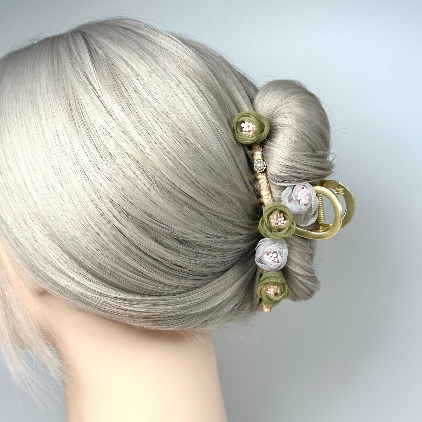 Purple and Green Flower Metal Hair Claw