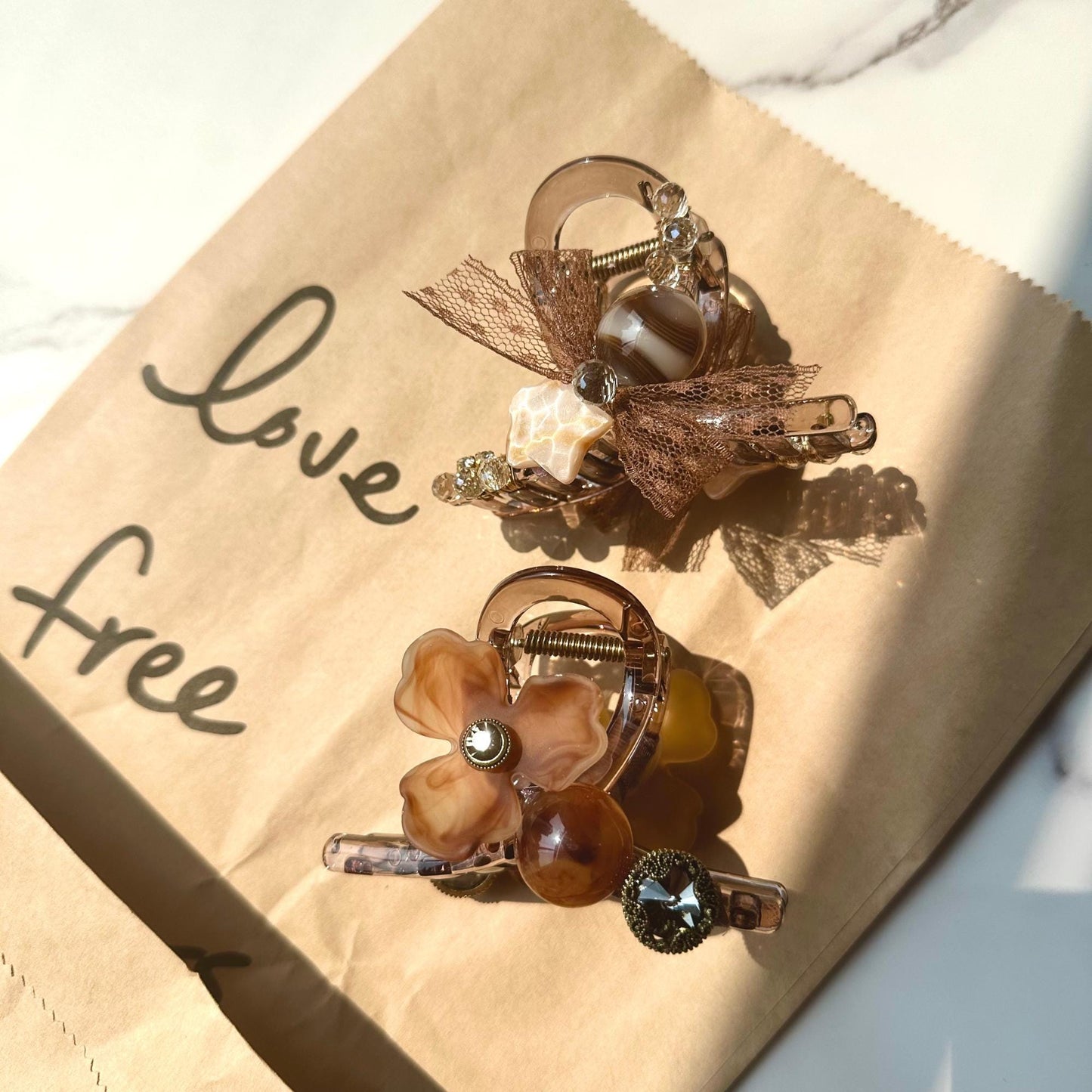 a couple of rings sitting on top of a bag