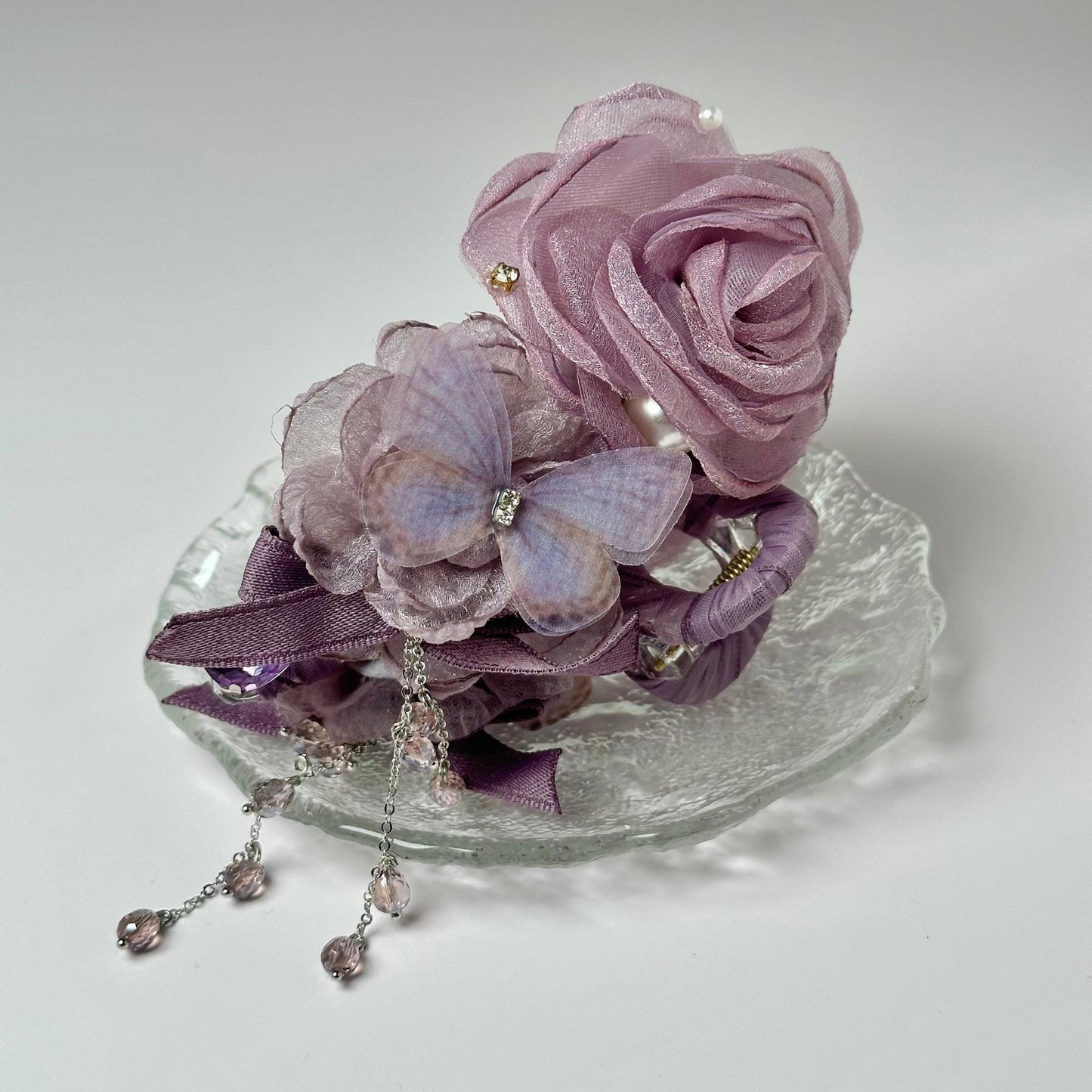 Purple Flower & Butterfly Hair Claw