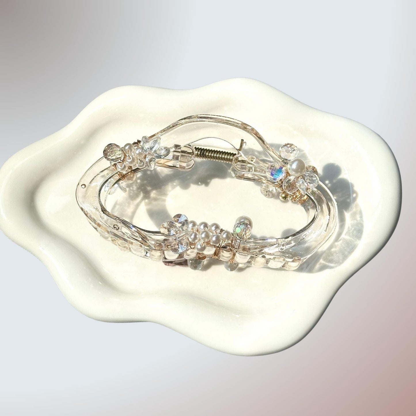 Pink Rose Curved Hair Claw