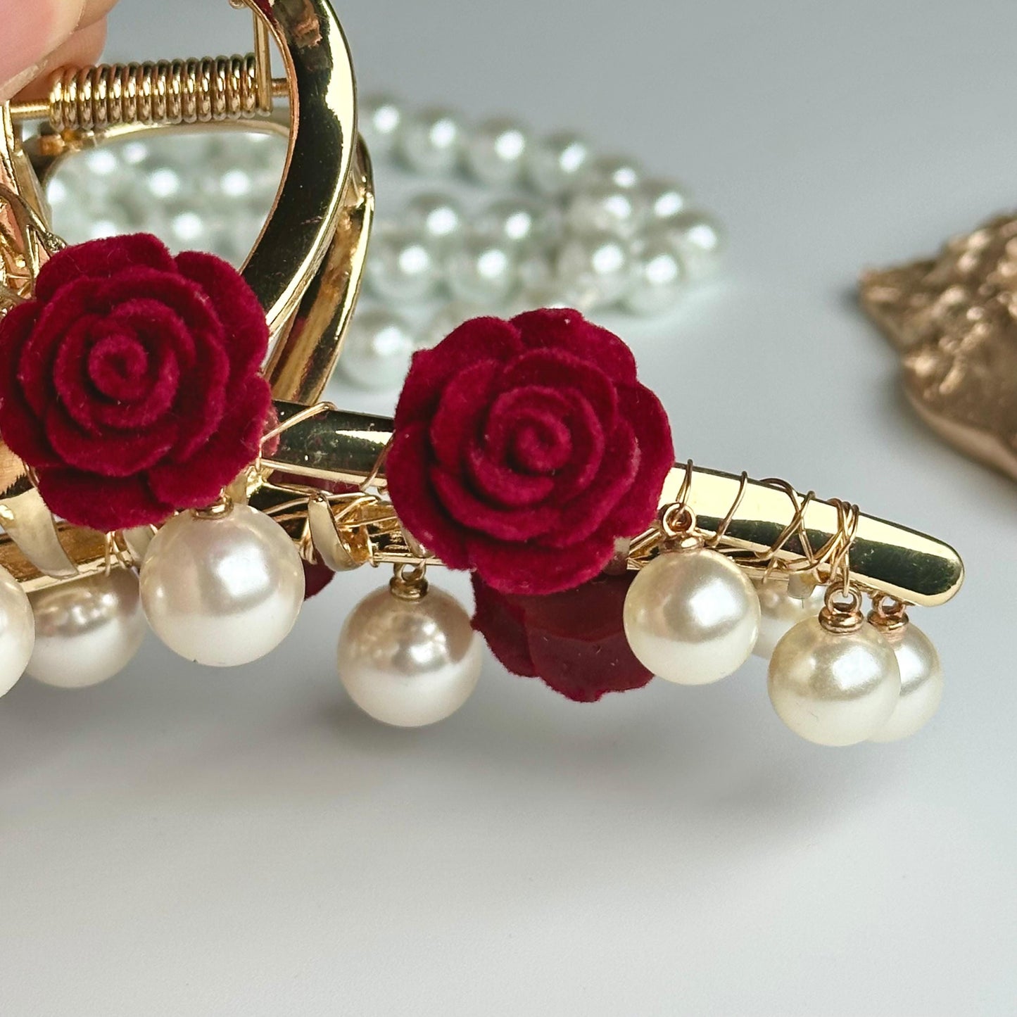 Rose & Pearl Hair Claw