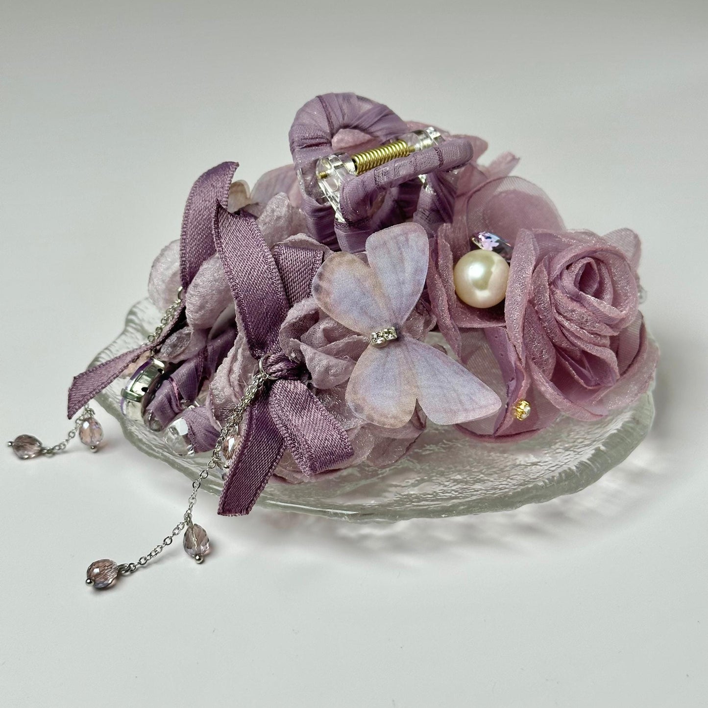 Purple Flower & Butterfly Hair Claw