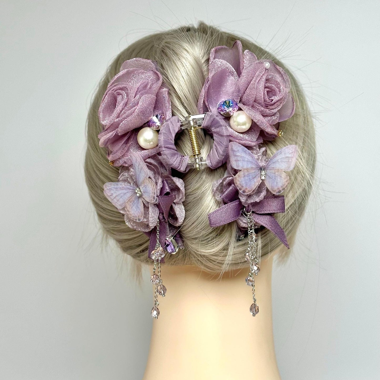 Purple Flower & Butterfly Hair Claw