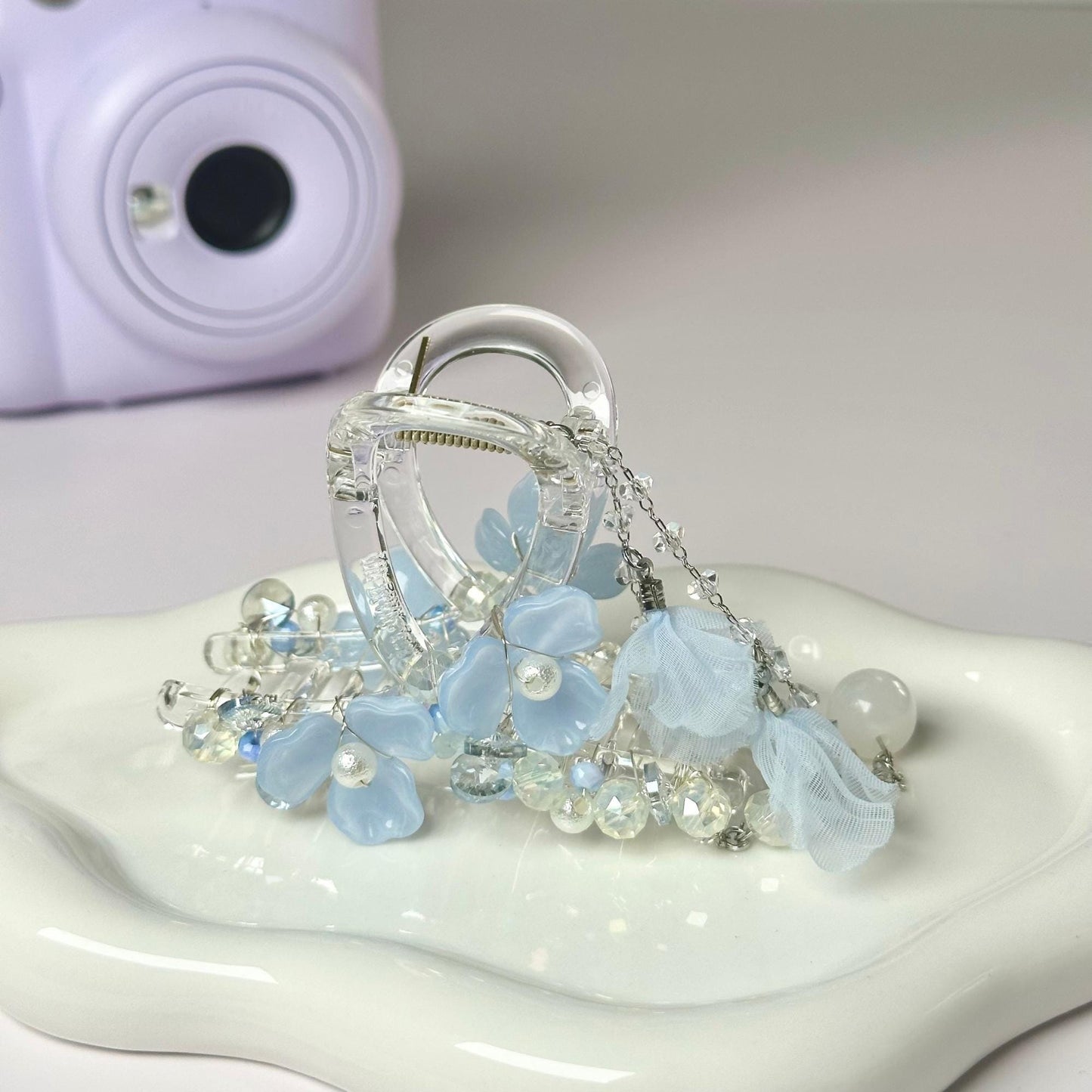 Pastel Blue Flower Hair Claw