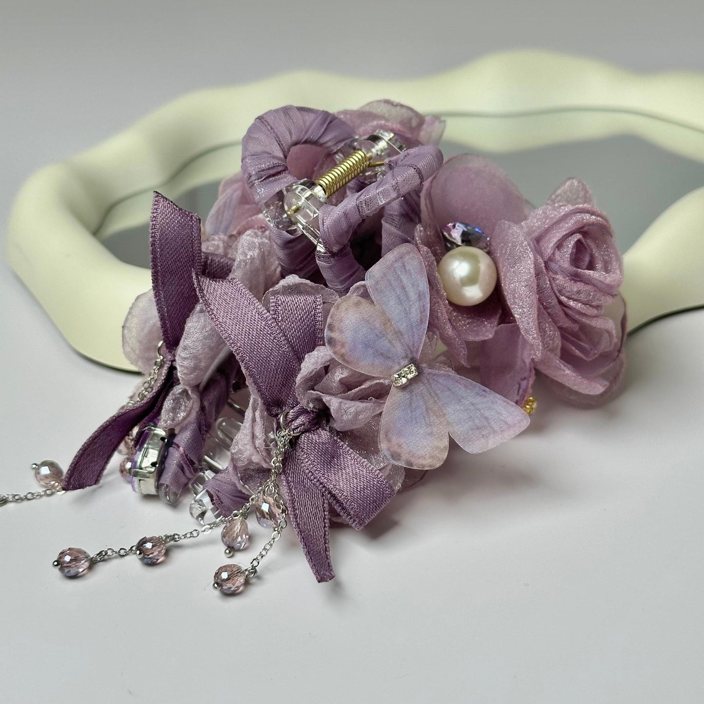 Purple Flower & Butterfly Hair Claw