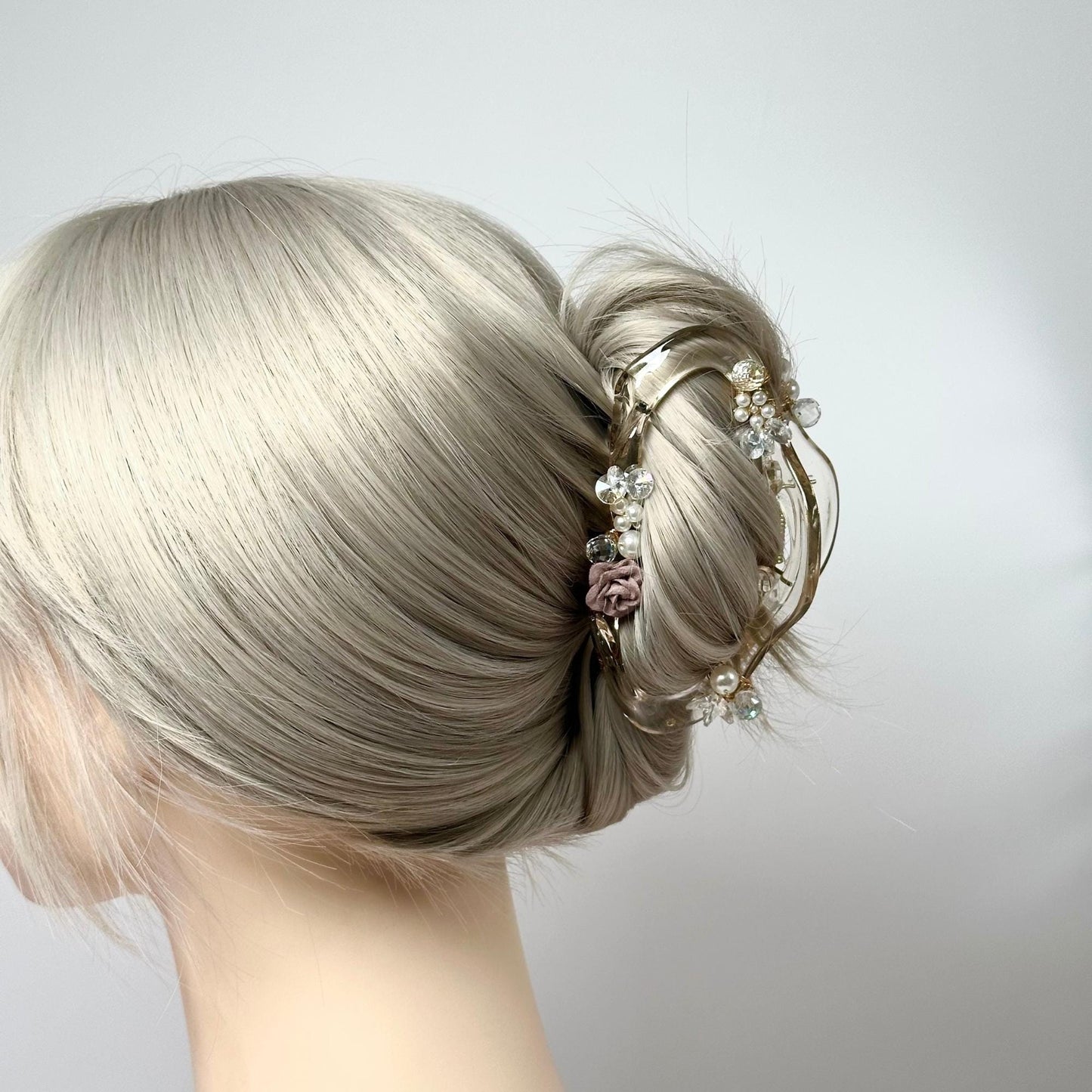 Pink Rose Curved Hair Claw