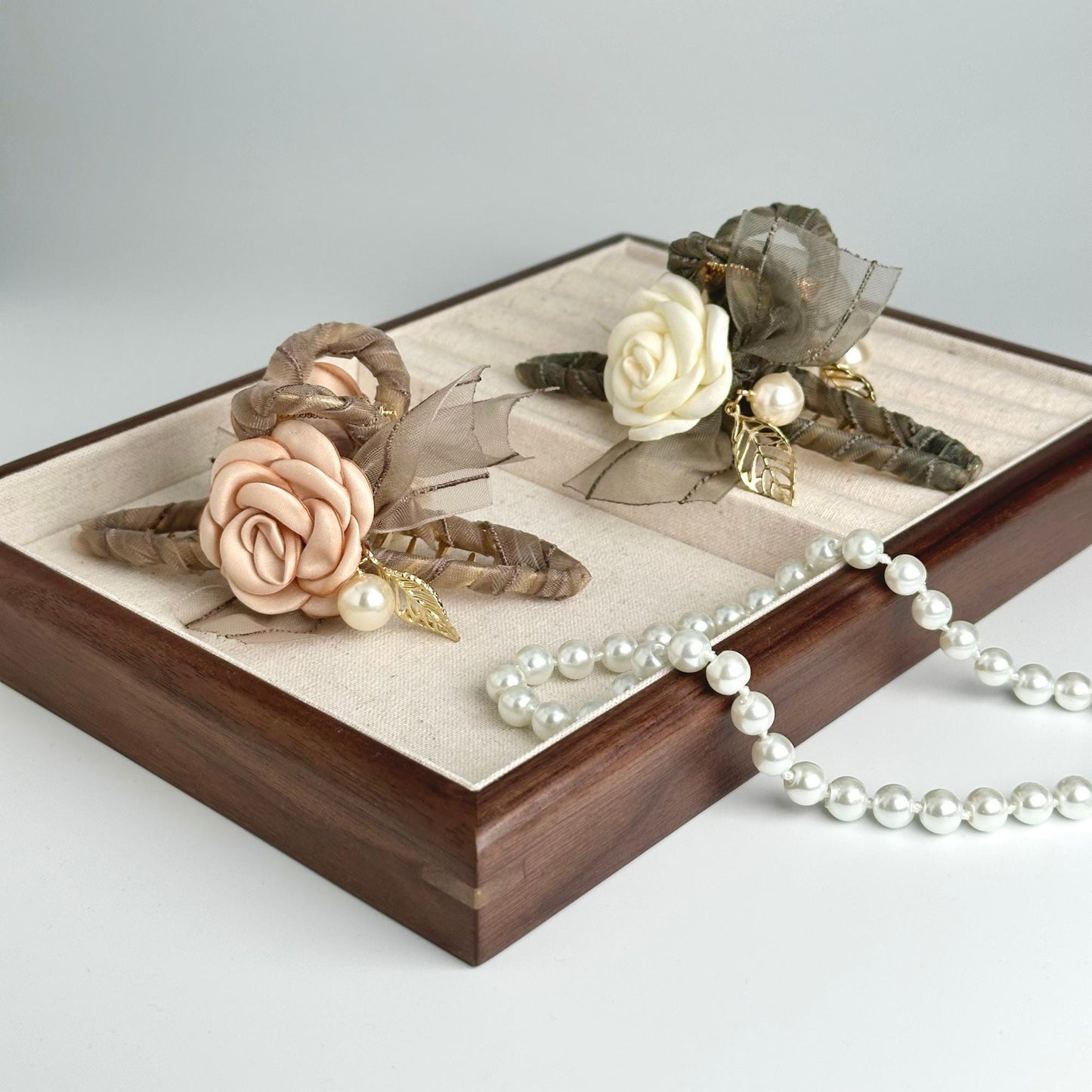 a close up of a tray with flowers on it