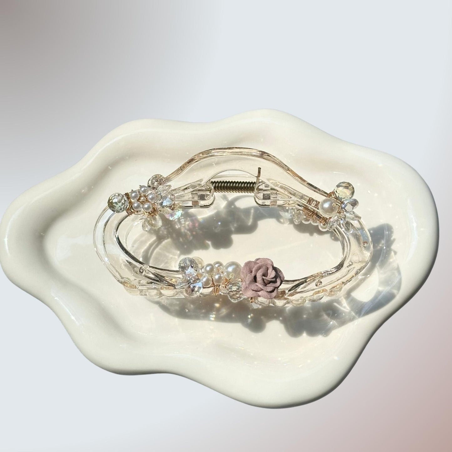 Pink Rose Curved Hair Claw