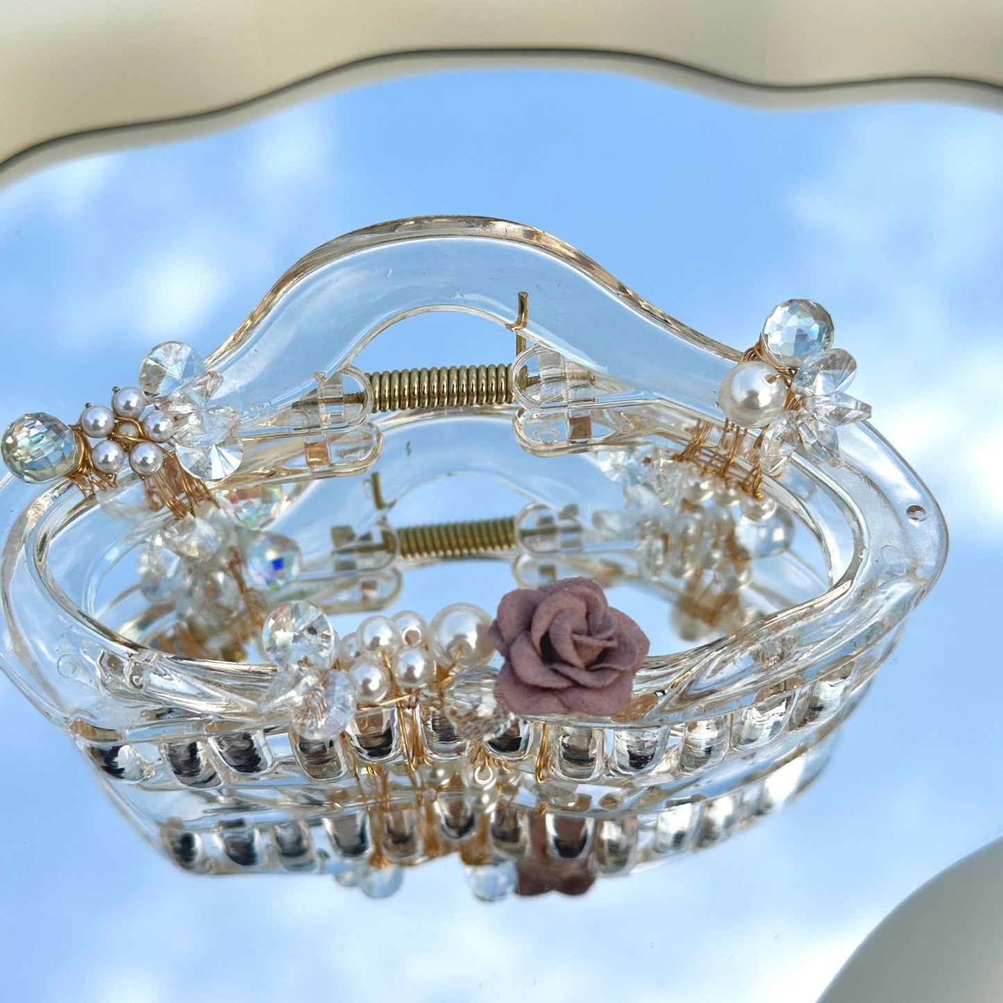 Pink Rose Curved Hair Claw