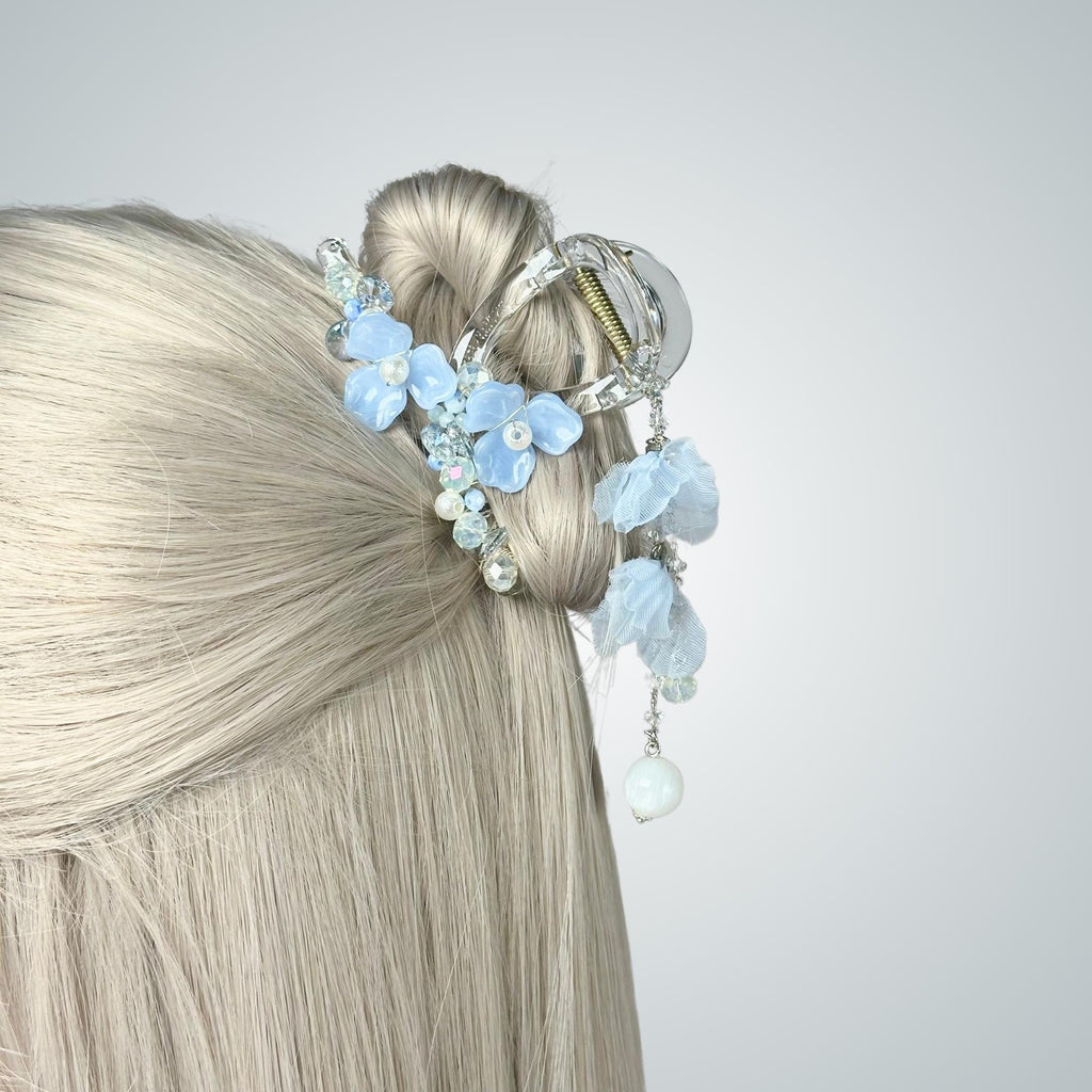 Pastel Blue Flower Hair Claw