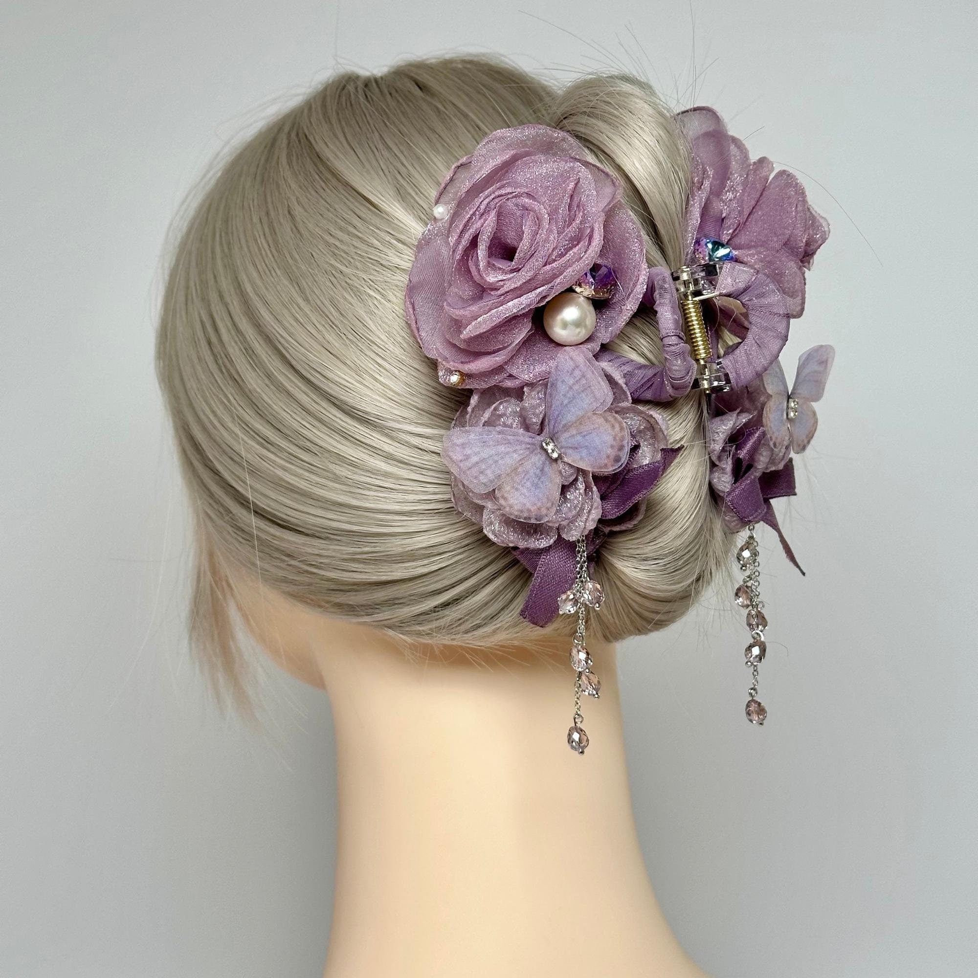 Purple Flower & Butterfly Hair Claw