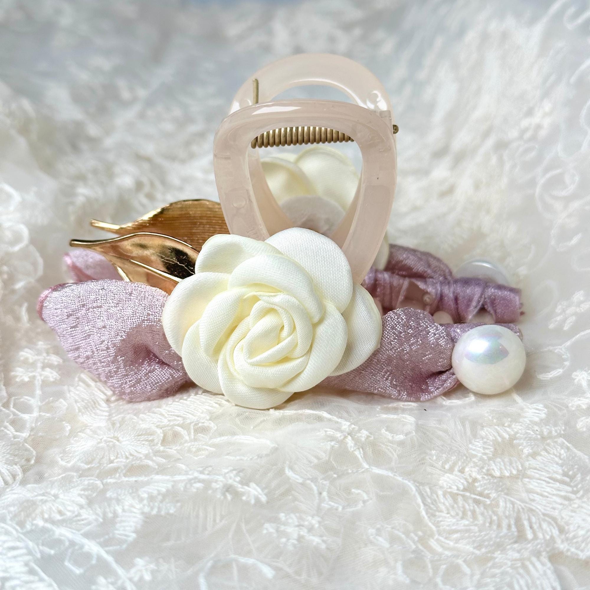White Rose Hair Claw