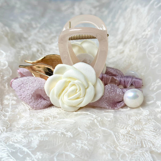 White Rose Hair Claw