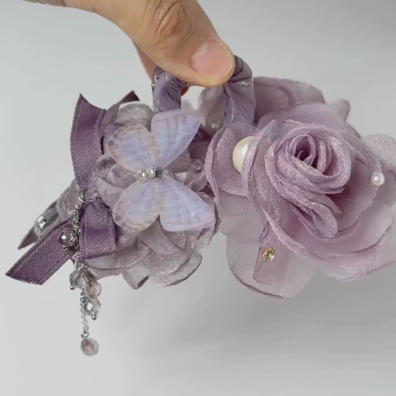 Purple Flower & Butterfly Hair Claw