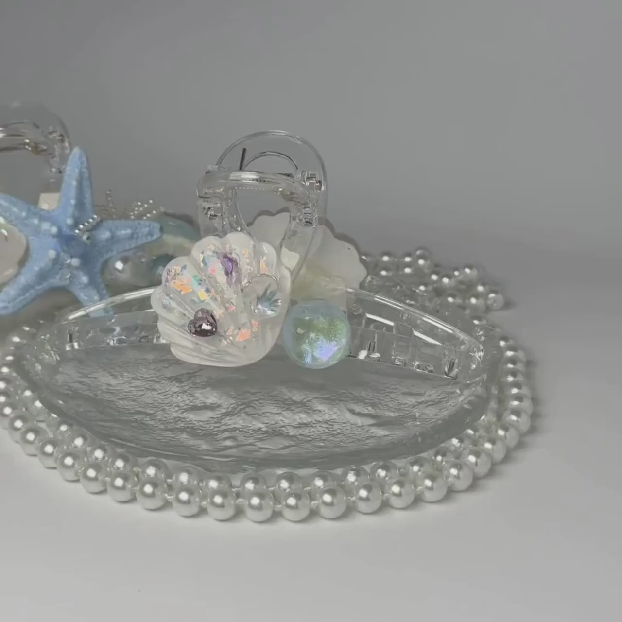 Shell & Blue Starfish Hair Claw