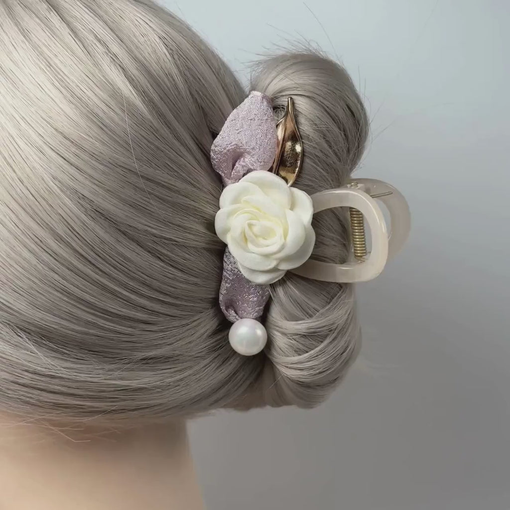 White Rose Hair Claw