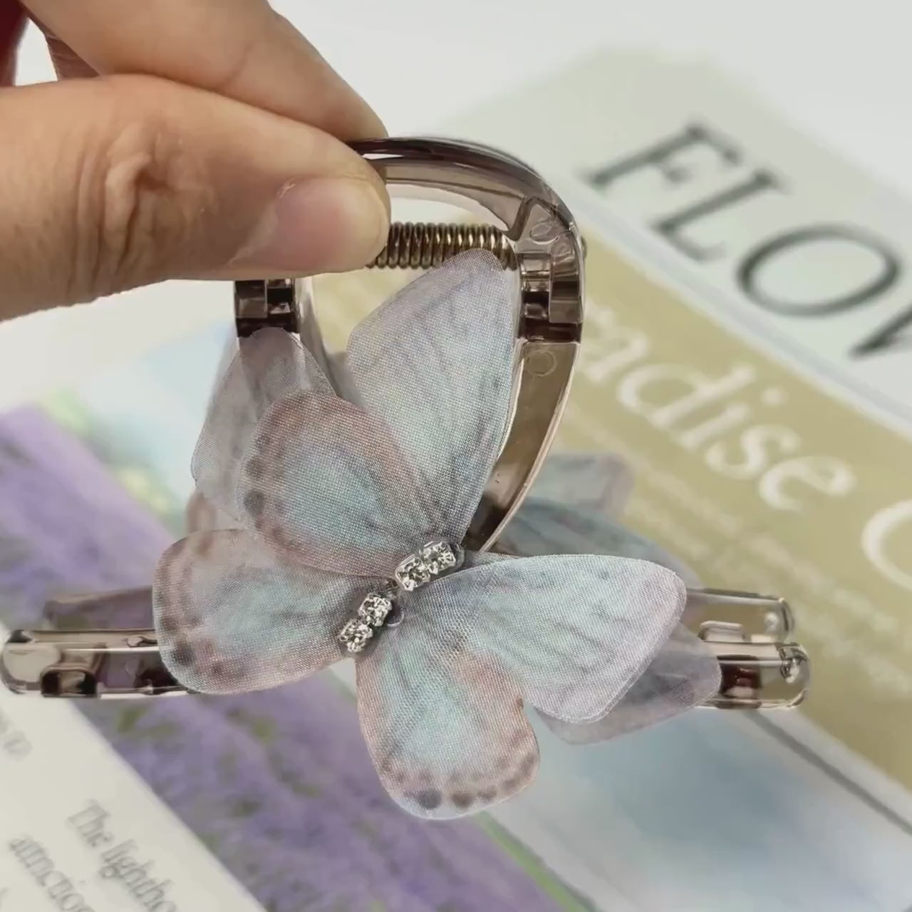 Gradient Blue Butterfly Hair Claw